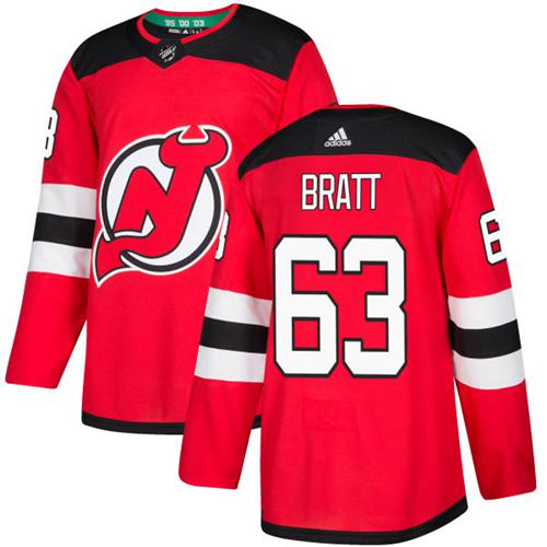 Adidas New Jersey Devils #63 Jesper Bratt Red Home Authentic Stitched Youth NHL Jersey->youth nhl jersey->Youth Jersey